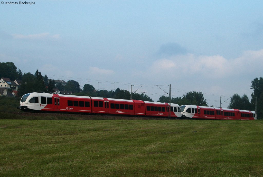 Zwei leider unbekannt gebliebene Arrvia Gtw´s auf berfhrungsfahrt gen Holland km 69,9 11.9.09
