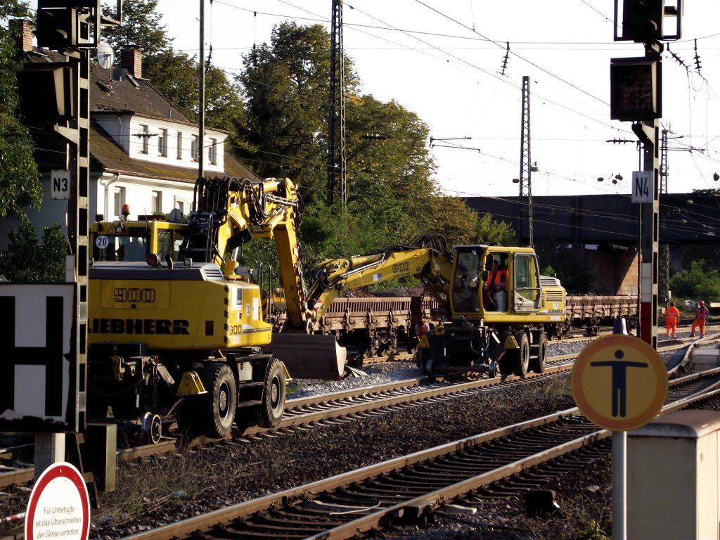 Zwei Liebherr Zweiwege Bagger in Mannheim Friedrichsfeld am 25.09.11 