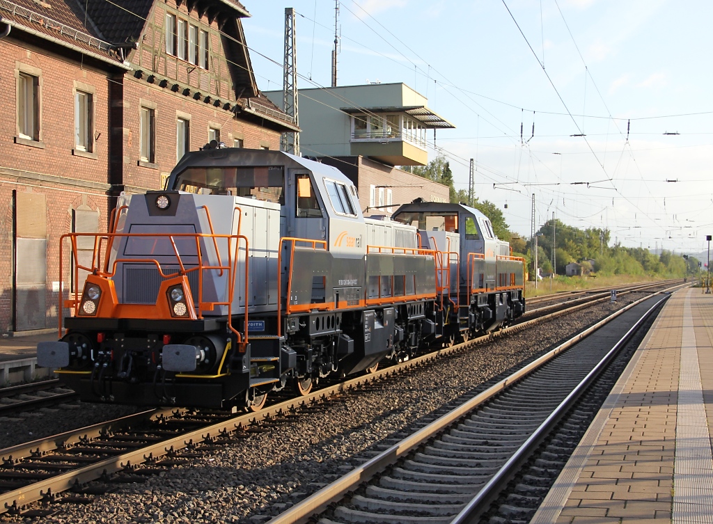 Zwei neue Gesichter auf Deutschlands Schienen begegneten mir am 13.09.2011. Frisch aus dem Voith Werk aus Kiel fuhren 261 306 und 261 305 fr Saar Rail durch Eichenberg ihrem Ziel Vlklingen entgegen.