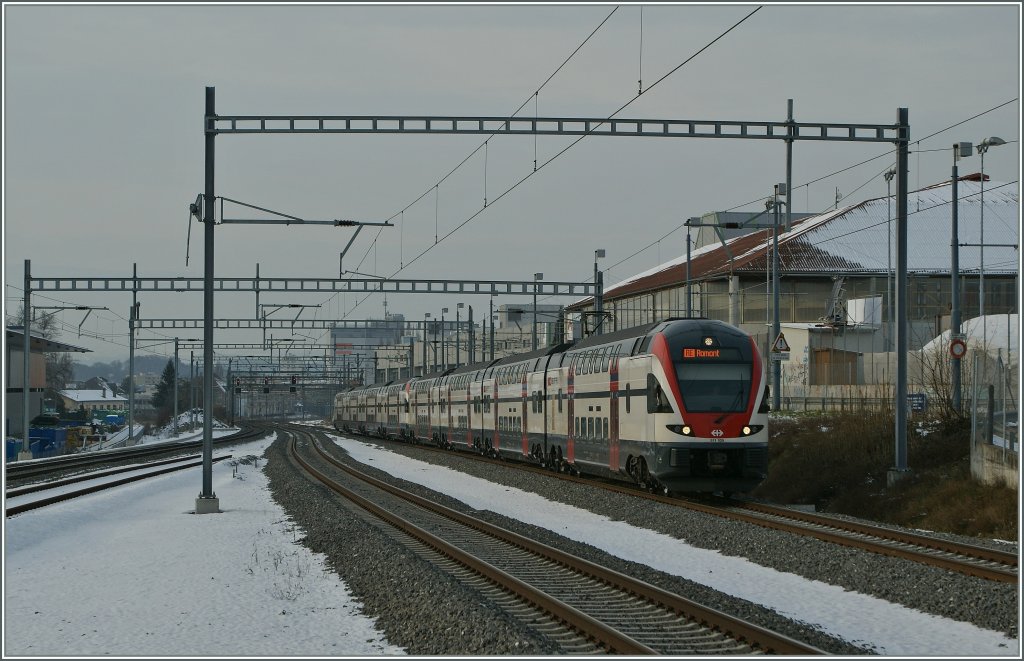 Zwei RABe 511 erreichen in Krze die Haltestelle Malley-Prilly, werden aber fahrplanmig hier nicht halten.
18. Jan. 2013