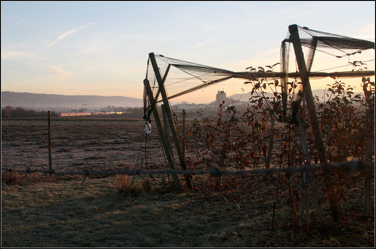 . Durchs widersprüchliche Remstal -

Einerseits im Remstal intensiv Obst- und Gemüseanbau, sowie auch Weinbau betrieben, anderseits ist das Tal auch sehr zersiedelt mit Wohn- und Gewerbegebieten. Die S-Bahn auf der Linie S2 durchfährt das Tal in Richtung Stuttgart an diesem Dezember-Samstag-Morgen.

10.12.2016 (M)