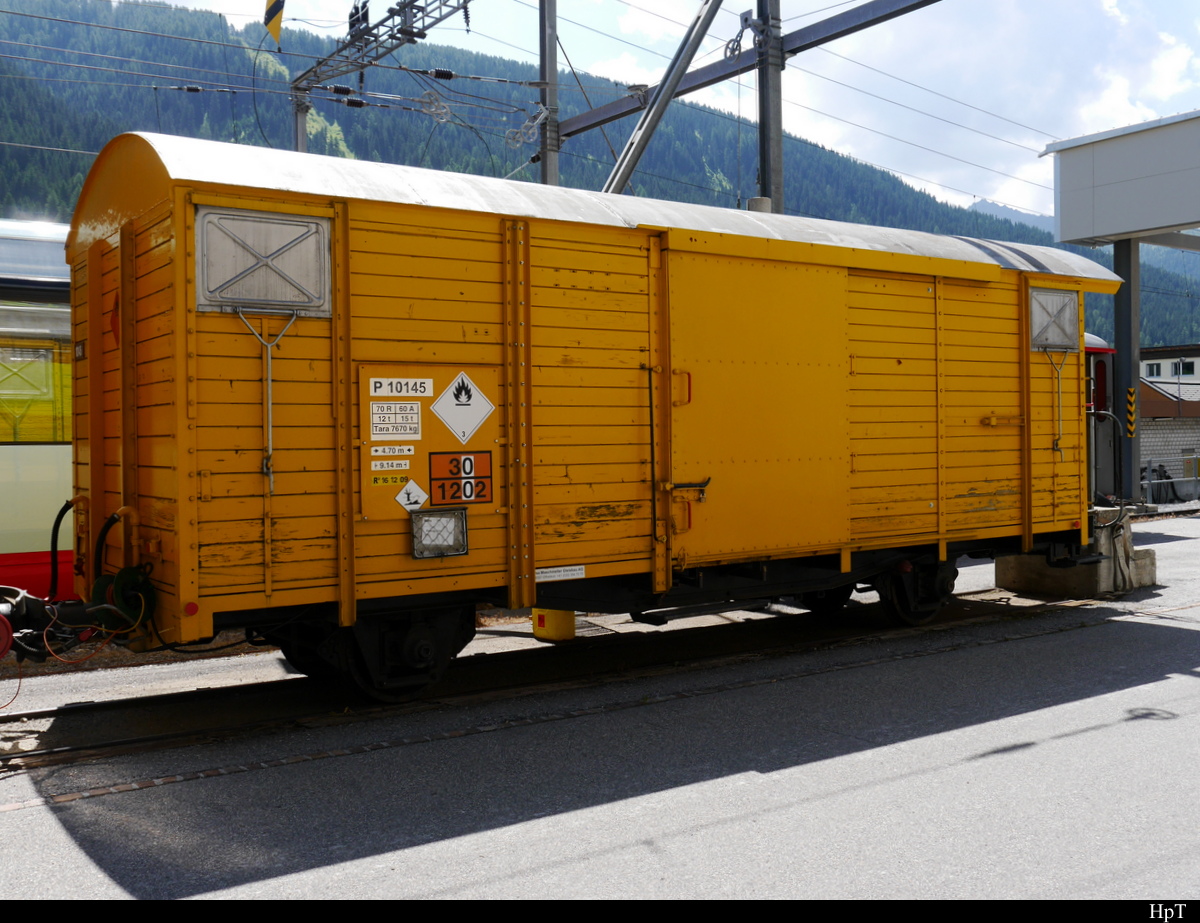  RhB - Güterwagen P 10145 abgestellt in Davos am 30.07.2018