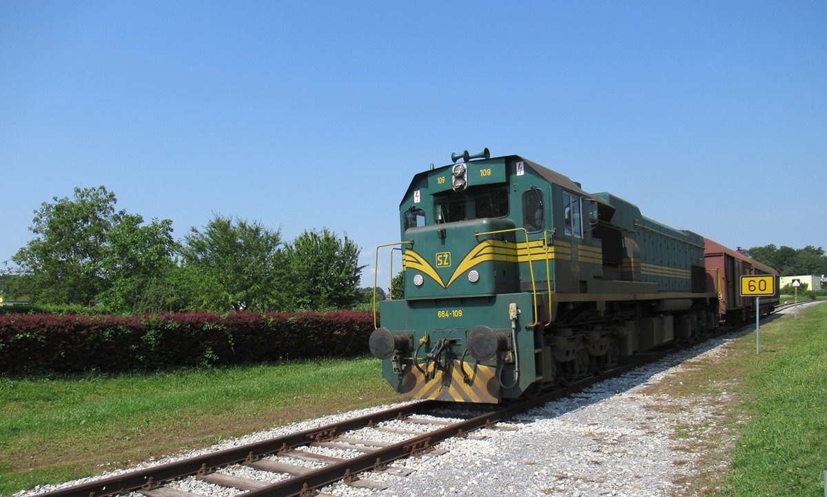  SŽ 664 - 109 mit Regionale slowenische Güterzug.