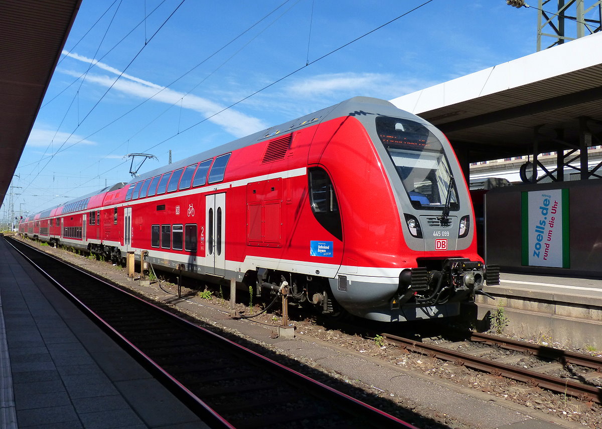  Twindex Vario 445 099 RE nach München in Nürnberg Hbf 08.07.2018