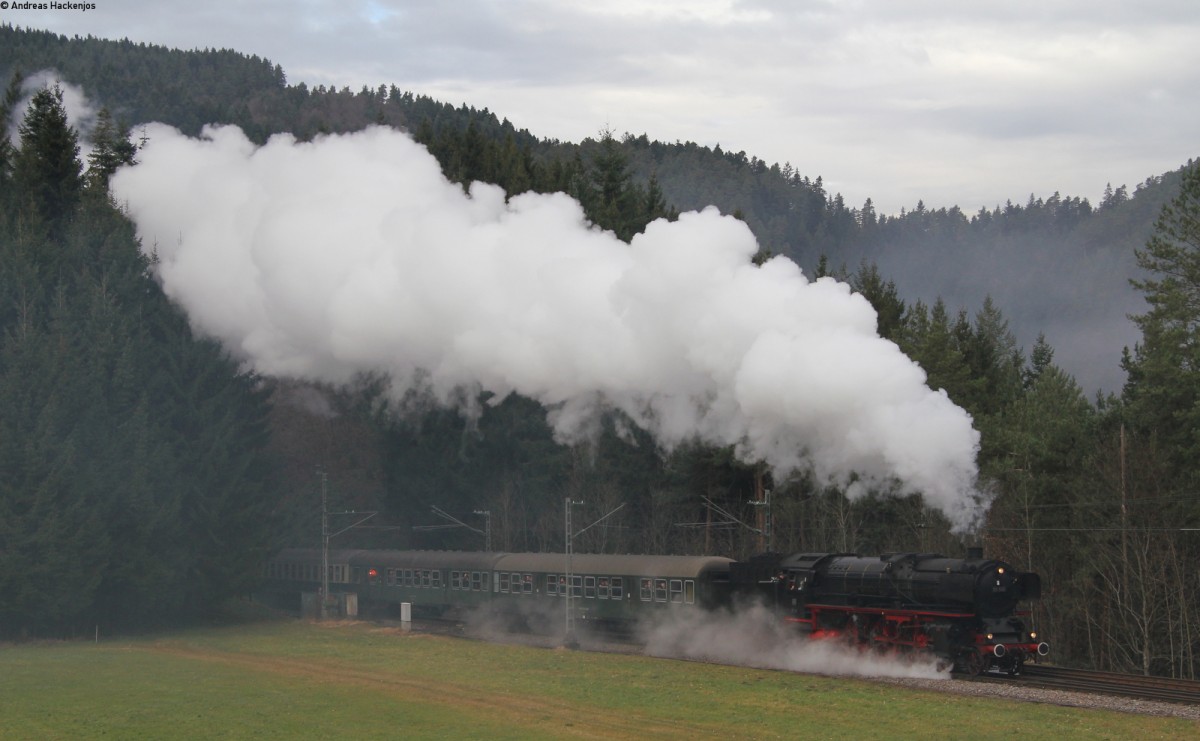 01 150 und 64 419 mit dem DPE 79755 (Mühlacker-St.Georgen(Schwarzw)) bei Niederwasser 6.1.14