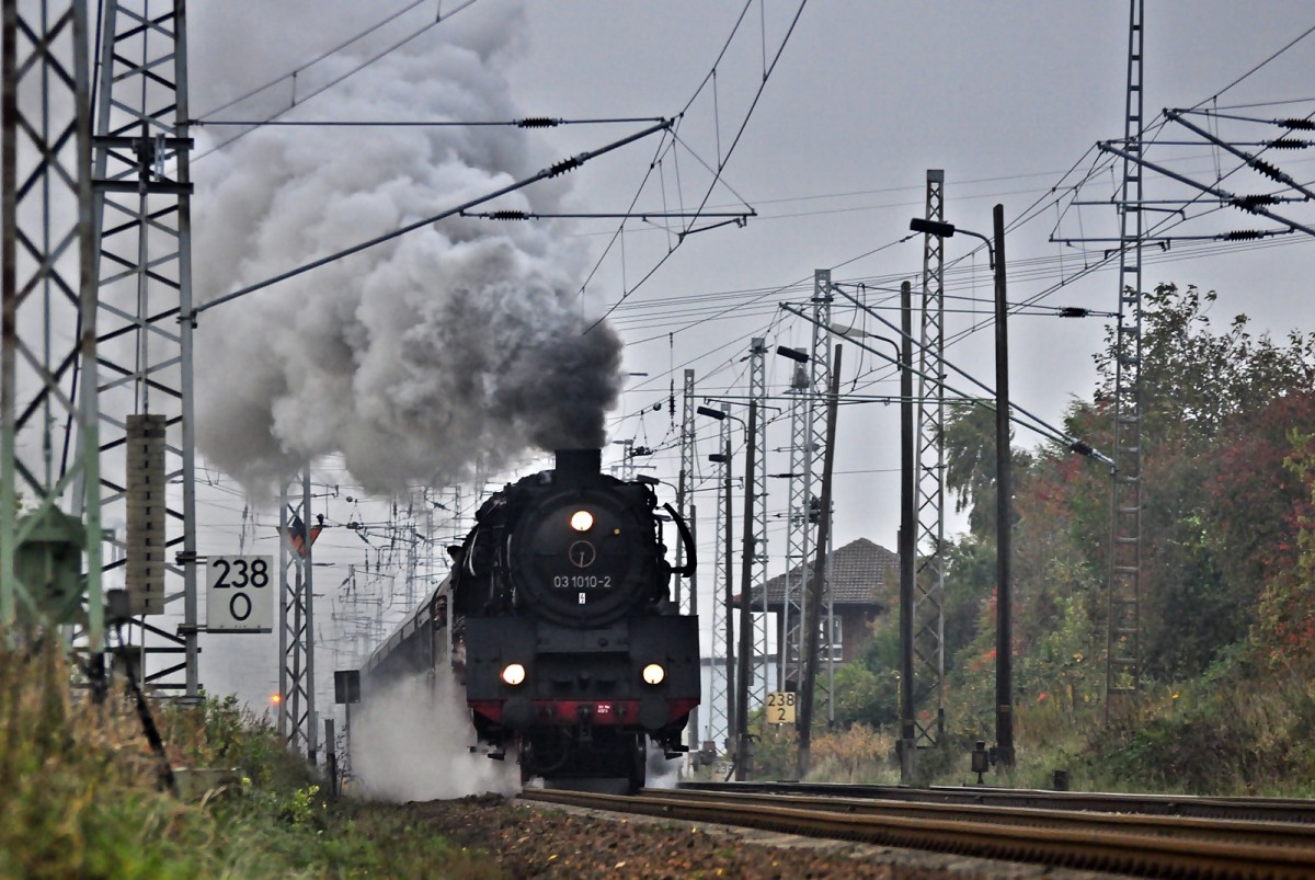03 1010 nach einem Kurzauftritt in der alten Heimat Stralsund auf dem Weg wieder gen Sden am 12.10.2013