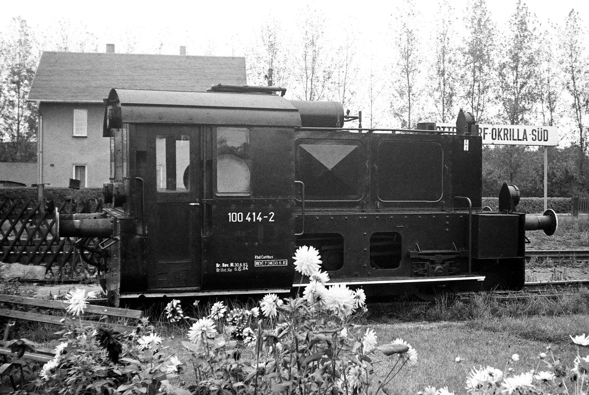 06. Oktober 19984, Bei Ottendorf- Okrilla an der Strecke Dresden - Königsbrück steht Kö 4414. Sie wurde 1934 an die DRG geliefert, 1994 in Cottbus ausgemustert und 1995 verschrottet.