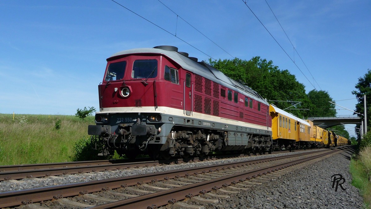 07.06.2014 232550 mit Gleisbauzug bei Reichenbach/Vogtl.
