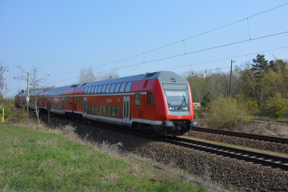 09.04.2019 | Teltow <-> Großbeeren | DB Regio | RE 5 nach Wünsdorf-Waldstadt | Steuerwagen der 4. Generation | 