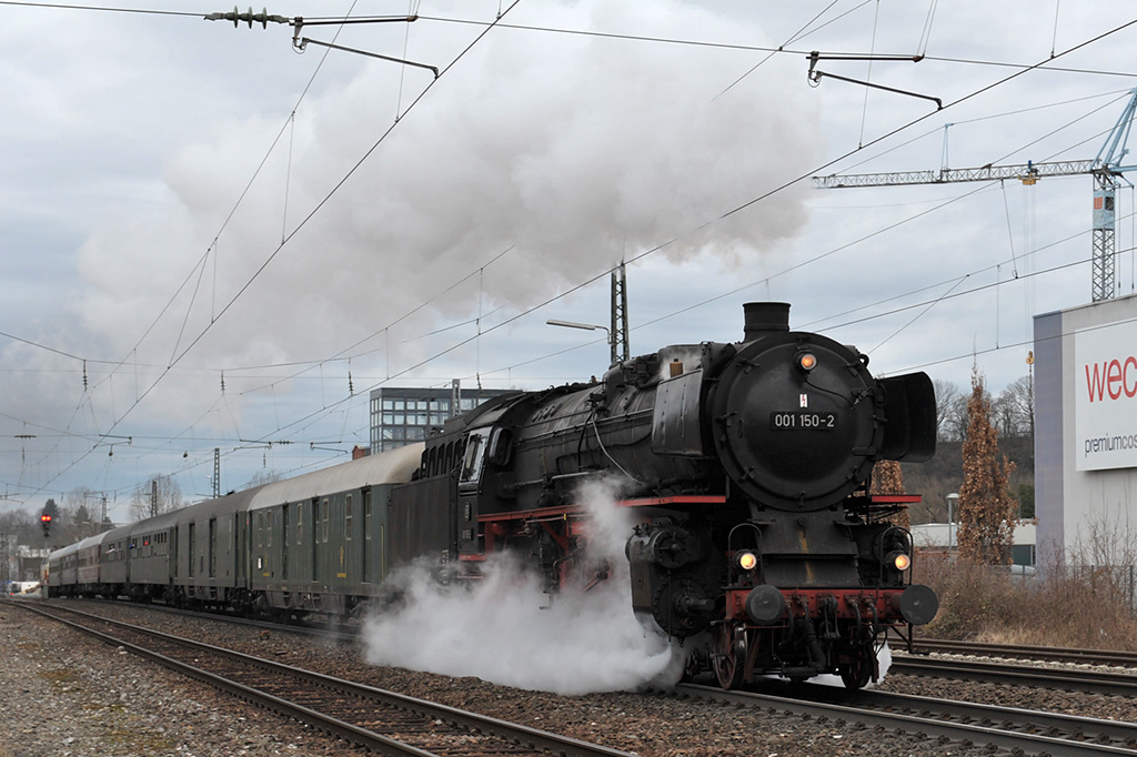 10.03.2018 Eislingen Bahnhof 01 150-2 Dampfsonderzug nach St.Anton/Arlberg
