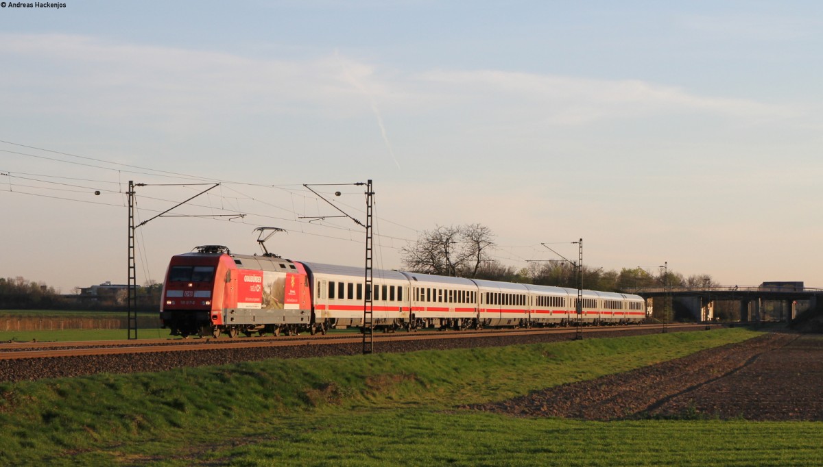 101 017-2  Graubünden natürliCH  mit dem IC 2274 (Karlsruhe Hbf-Kassel Wilhelmshöhe) bei Heddesheim 20.3.14