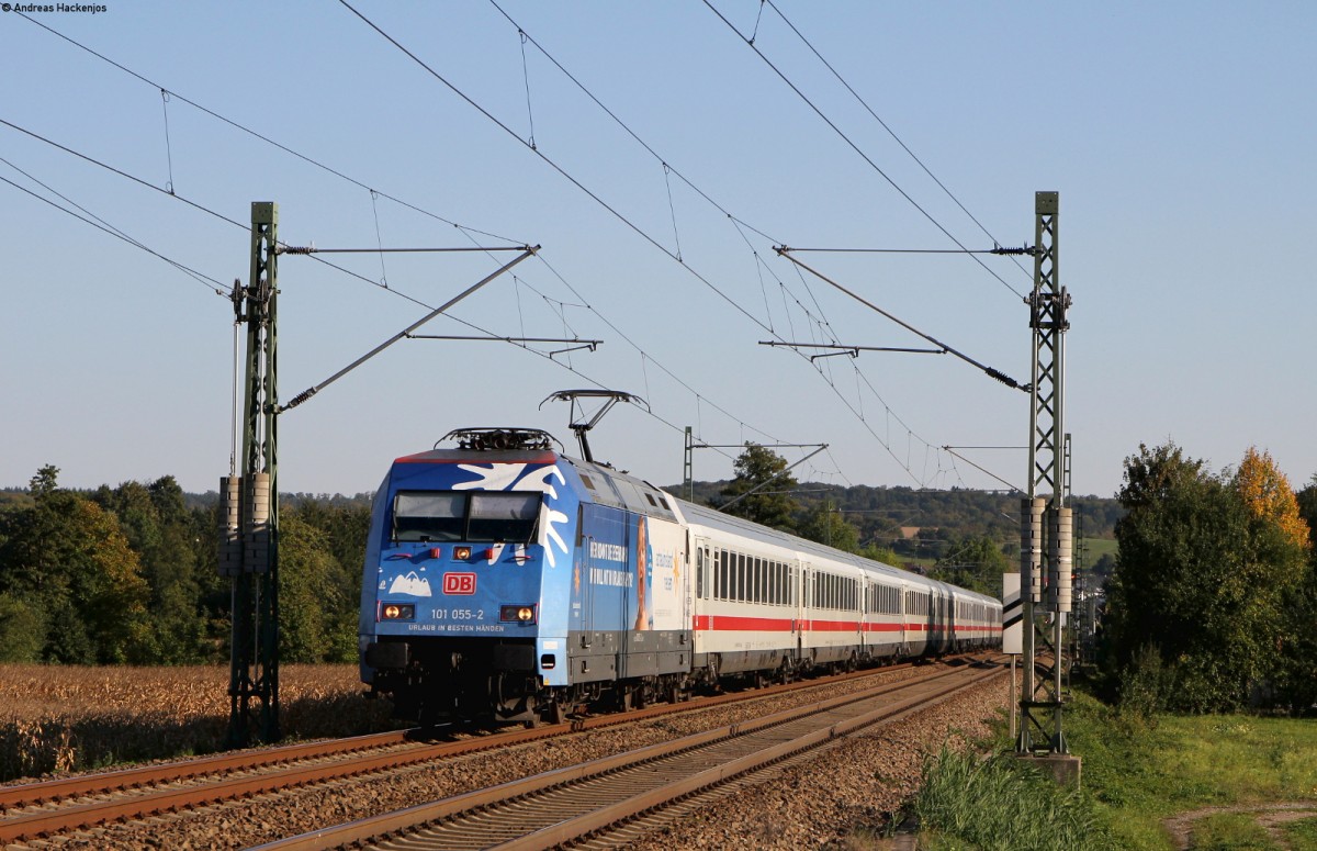 101 055-2  Schauinsland Reisen  mit dem EC 114 (München Hbf-Dortmund Hbf) bei Heidelsheim 1.10.15