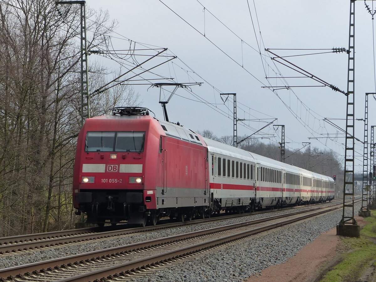 101 055 mit Kp-Reserve für ausgefallenen IC2 in Rheine=Bentlage, 15.02.2022