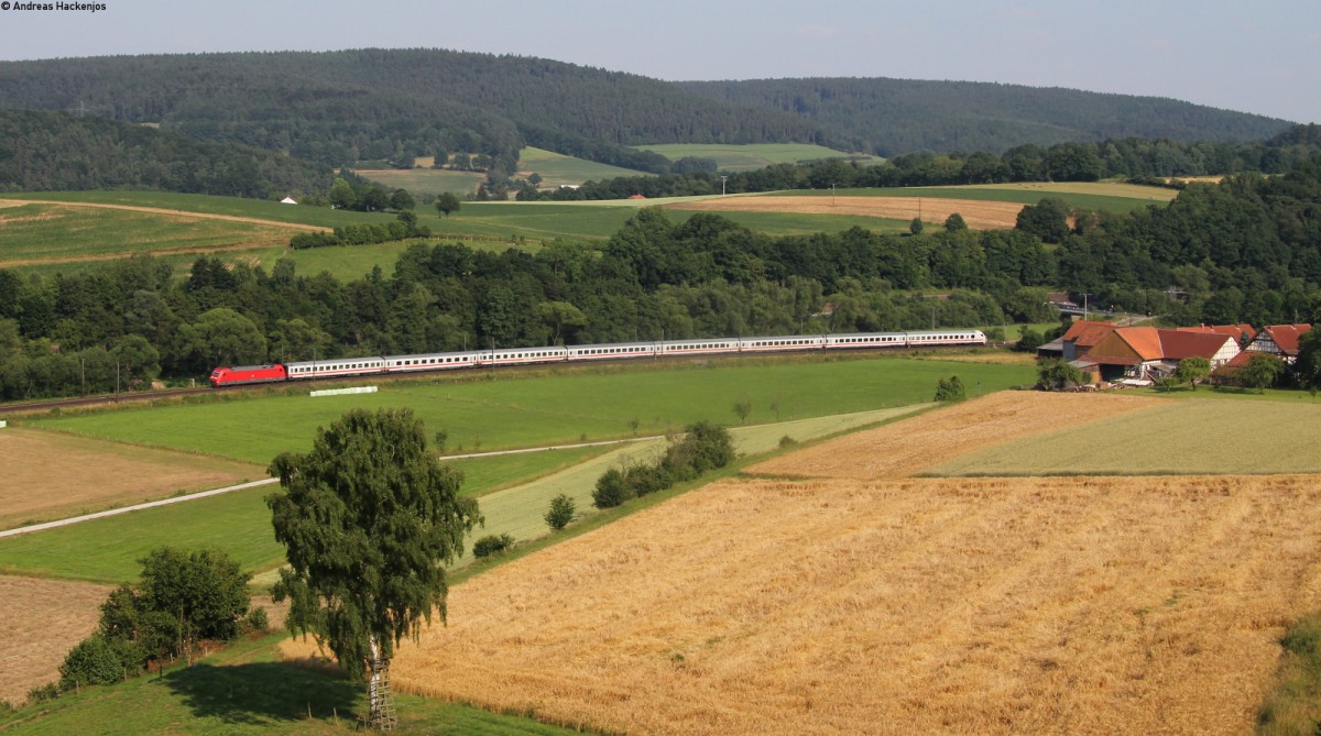 101 058-6 mit dem IC 2253 (Frankfurt(M) Flughafen Fernbf-Dresden Hbf) bei Hermannspiegkl 9.7.13