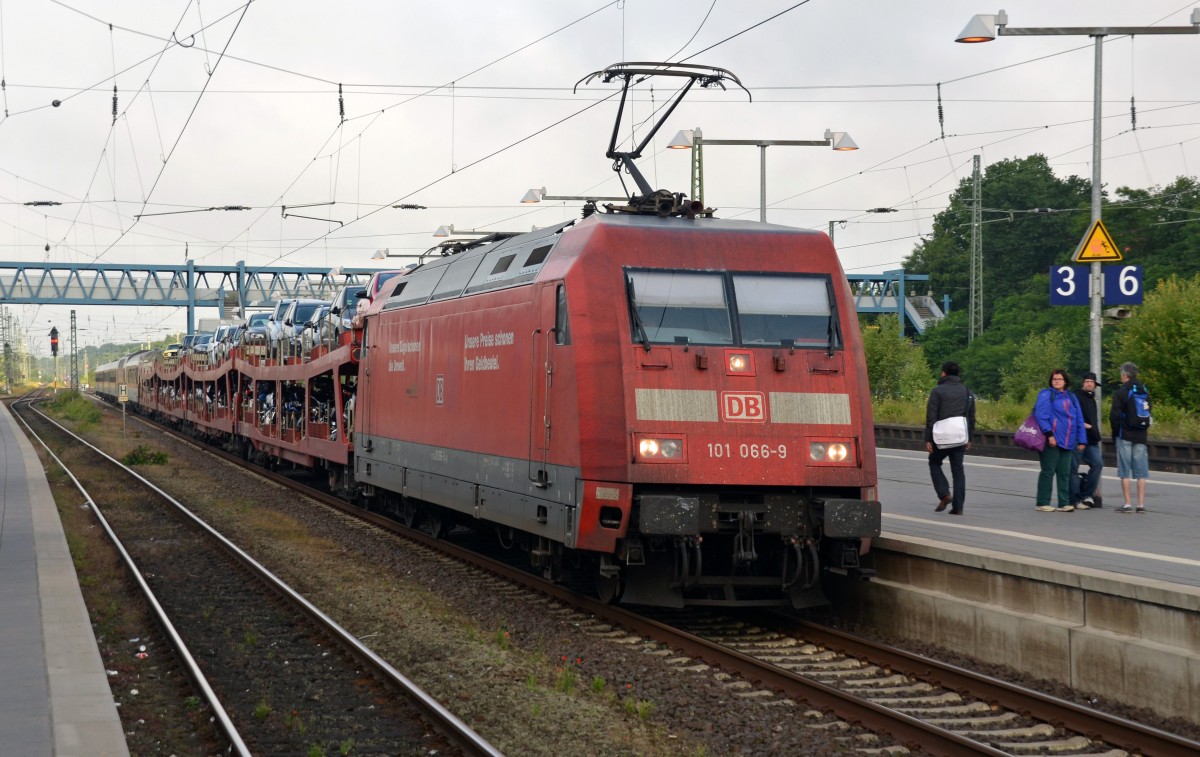 101 066 fuhr am Morgen des 02.07.14 mit dem CNL 1286 aus München durch Buchholz(Nordheide) nach Hamburg-Altona.