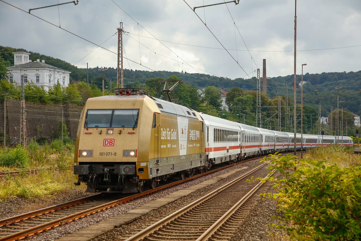 101 071  Zeit für Gold  mit IC1914 in Wuppertal Steinbeck, am 01.09.2019.
