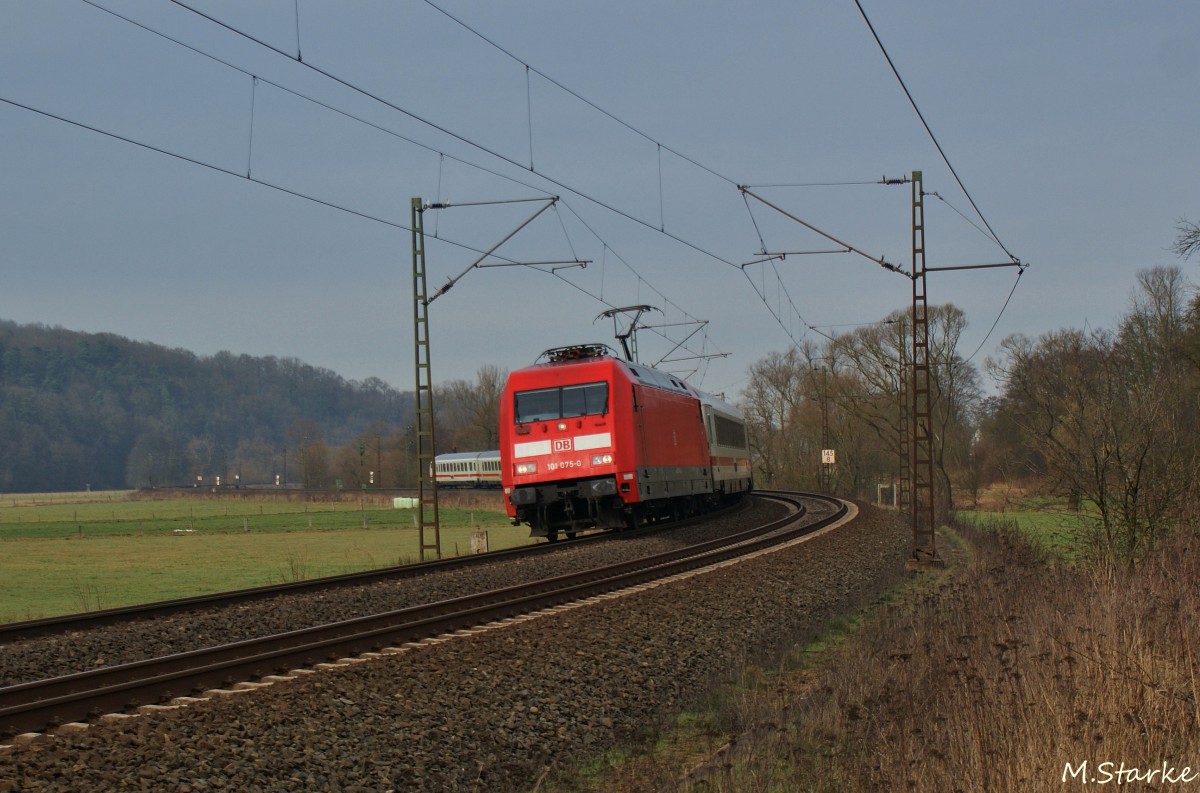 101 075-0 mit einen IC nach Wiesbaden am 18.02.14.