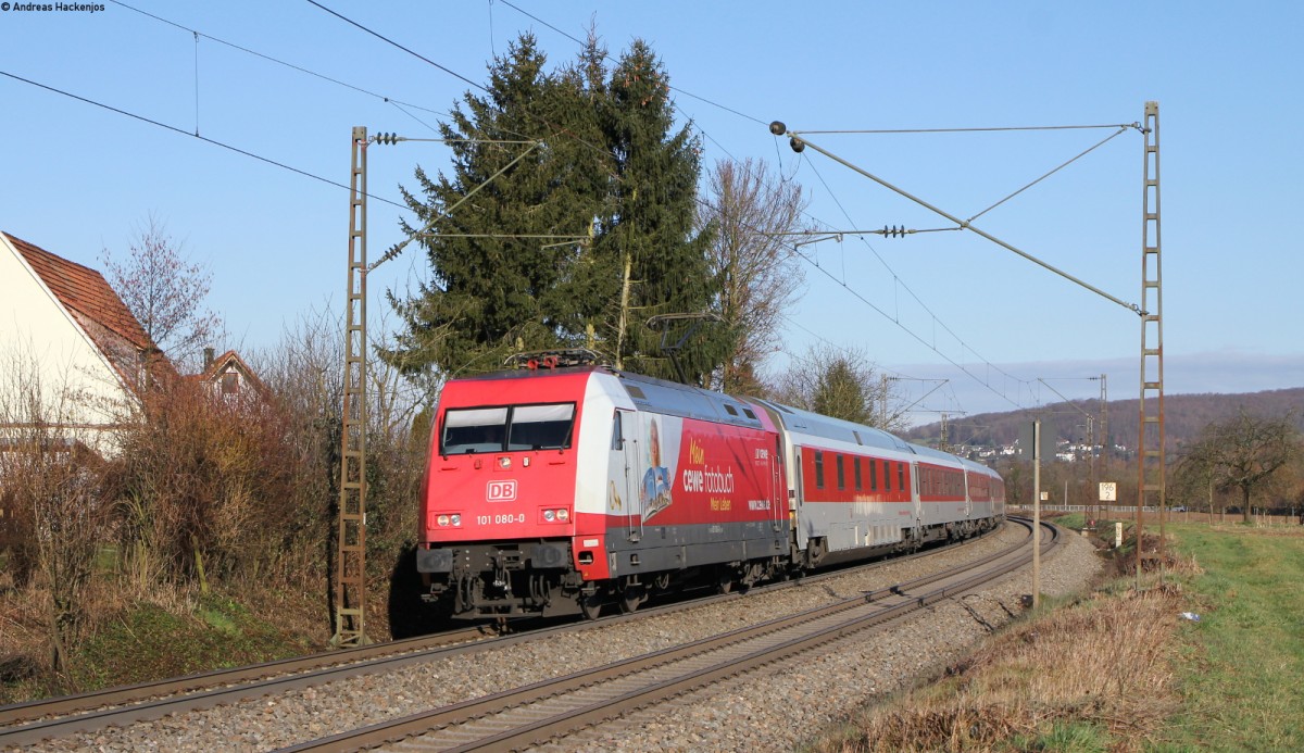 101 080-0  CEWE  mit dem CNL 473 (Koebenhavn H-Basel SBB) bei Kollmarsreute 20.2.14