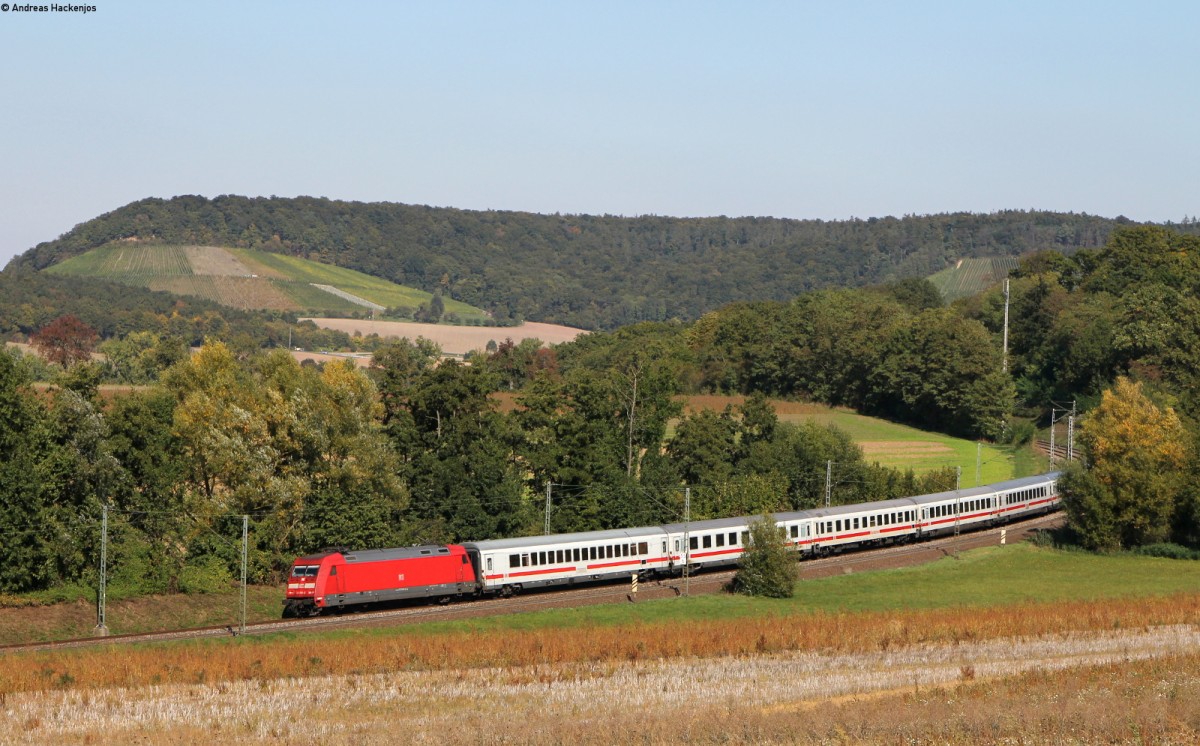 101 084-2 mit dem EC 218 (München Hbf-Frankfurt(Main)Hbf) bei Ölbronn 1.10.15