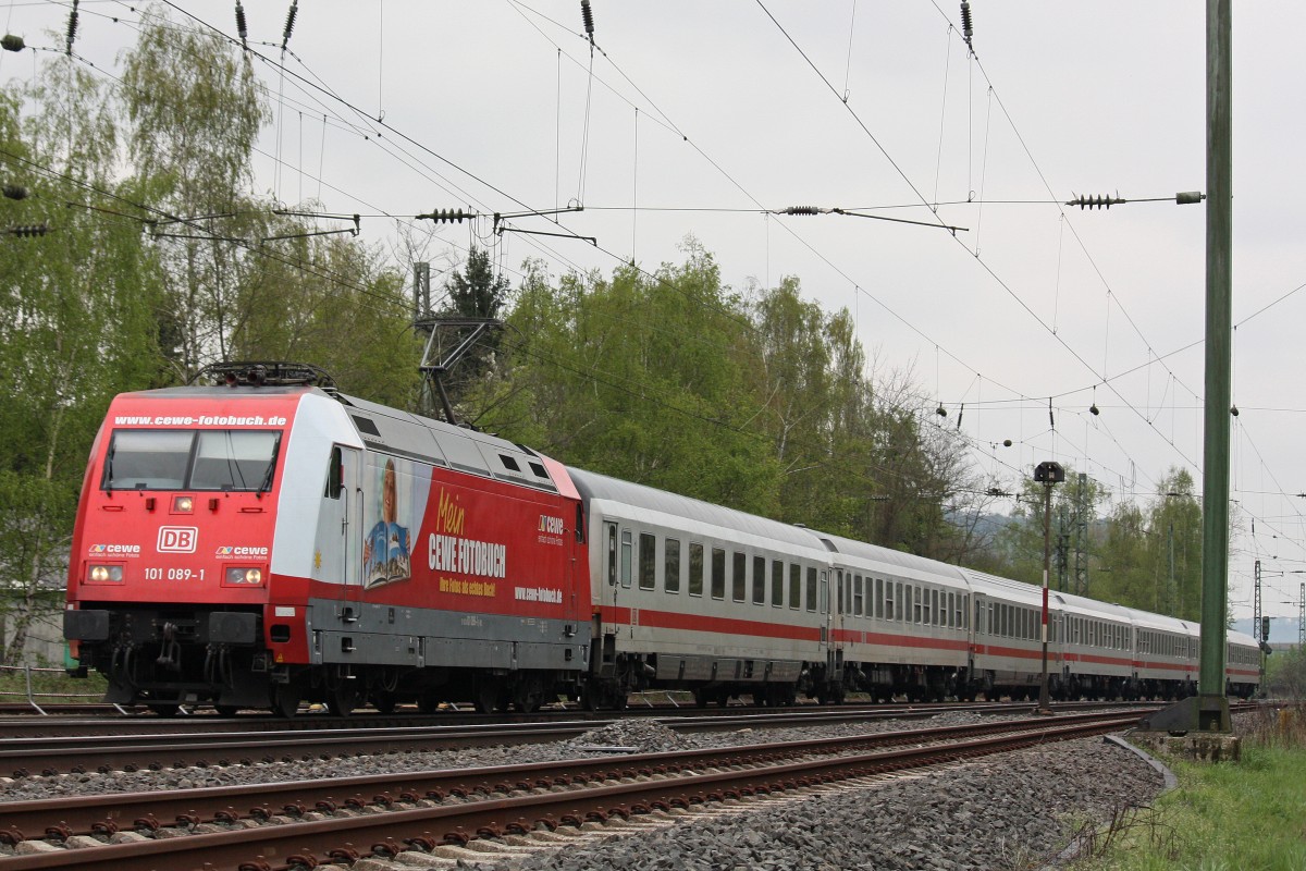 101 089  CEWE  am 28.4.13 mit einem IC in Bad H�nningen.