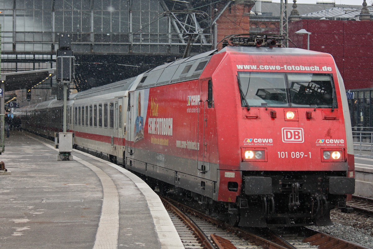 101 089  CEWE  verlsst am 28.3.13 mit einem IC Bremen Hbf.