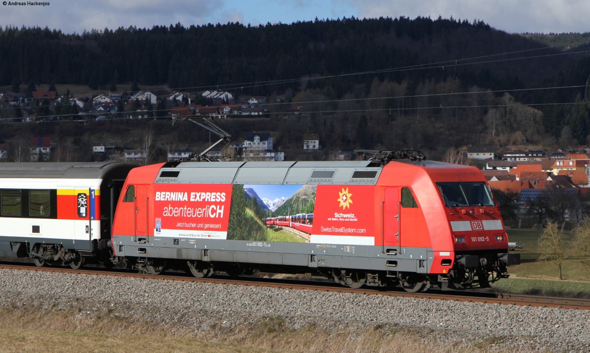 101 092-5   Bernina Express   mit dem IC 20 (Zürich HB-Stuttgart Hbf) bei Möhringen 12.2.14