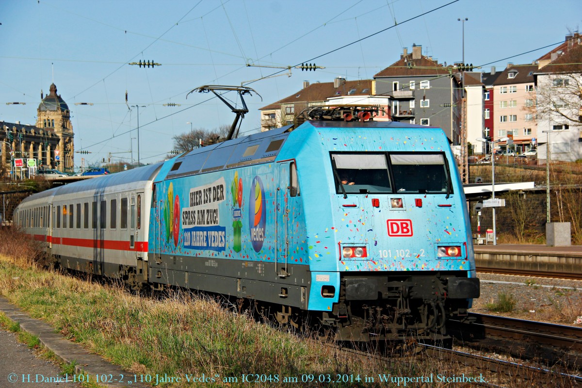 101 102-2  110 Jahre Vedes  am IC2048 am 09.03.2014 in Wuppertal Steinbeck.