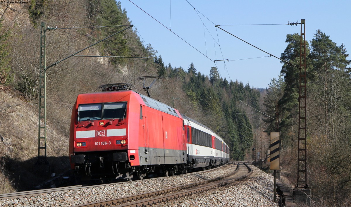 101 106-3 mit dem IC 186 (Zürich HB-Stuttgart Hbf) bei Talmühle 12.3.14