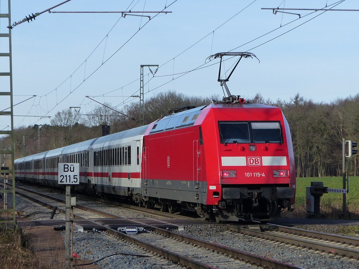 101 115 mit Kp-Reserve für IC2-Planleistung in Rheine=Bentlage, 12.02.2022