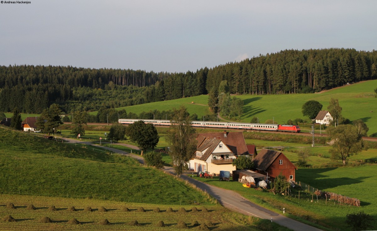 101 132-9 mit dem IC 2005 (Emden Hbf-Konstanz) bei Stockburg 6.9.14 mit ca +180
