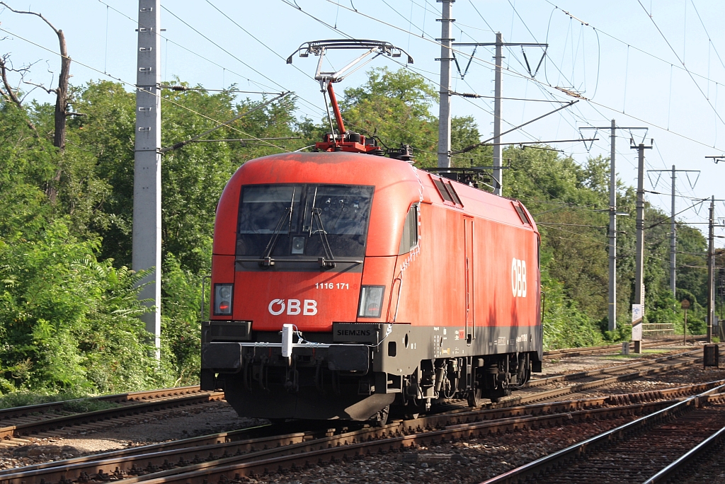 1015 171-0 am 15.August 2014 mit Einrichtung für Messfahrten beim Bf. Wien Erdbergerlände.