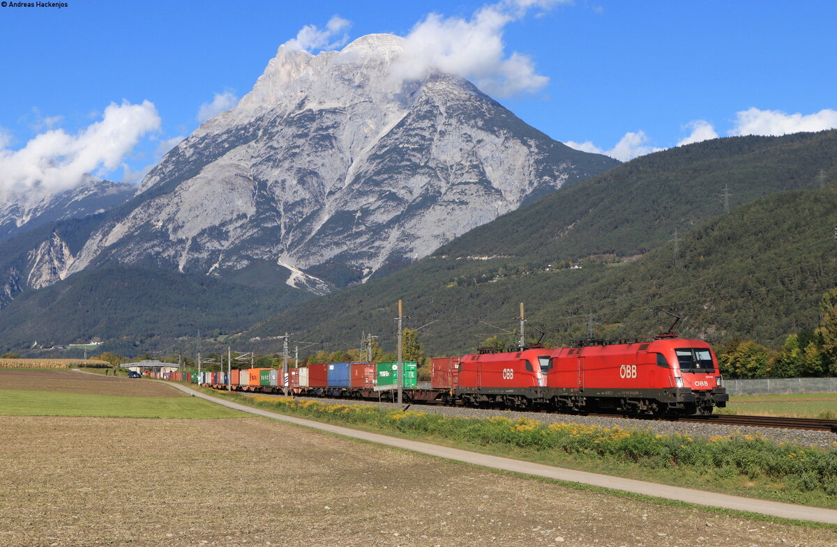 1016 002 und 1016 030 mit dem 59448(Wolfurt-Waltershof Dradenau) bei Flaurling 16.10.21