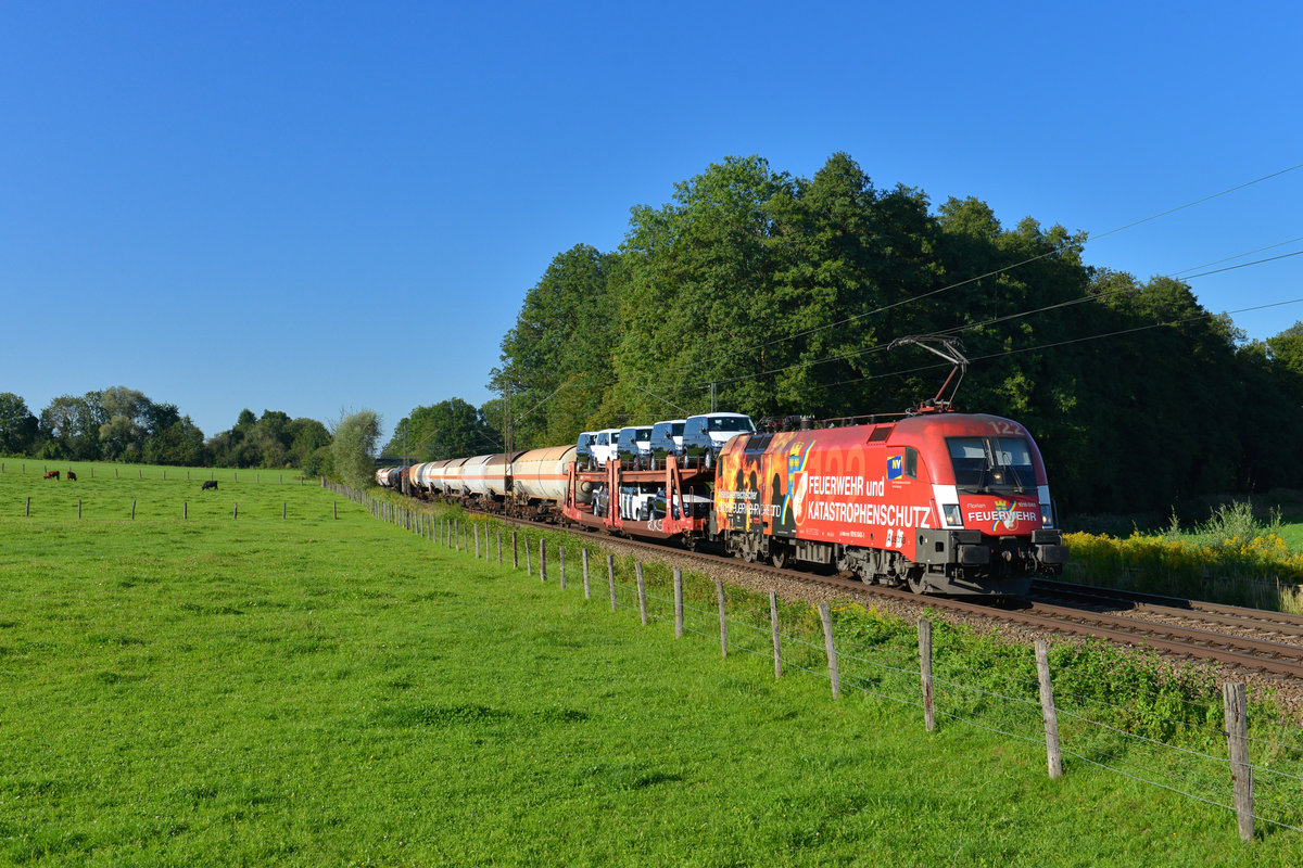 1016 048 mit einem Güterzug am 29.08.2017 bei Vogl. 