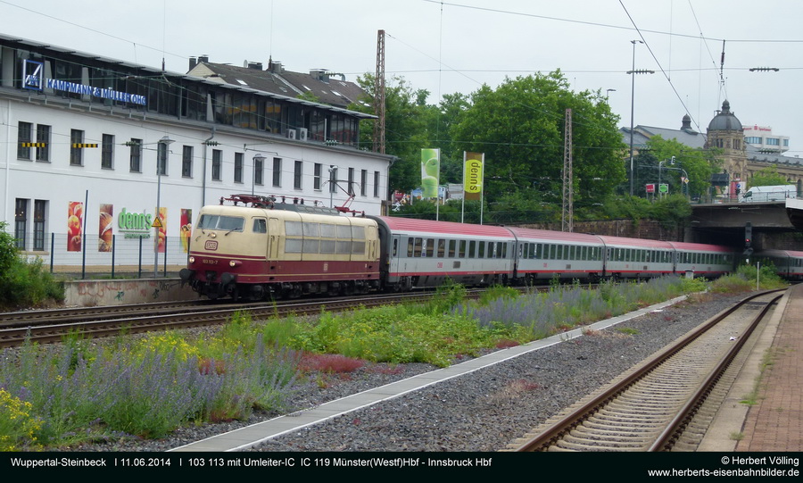 103 113 mit Umleiter-IC 119 Münster(Westf)Hbf - Innsbruck Hbf in Wuppertal-Steinbeck
