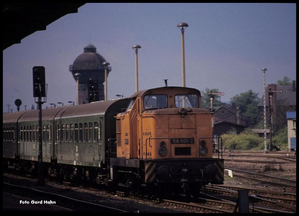 106500 hatte am 19.5.1991 diverse Rangieraufgaben im Bahnhof Halberstadt zu erledigen.
