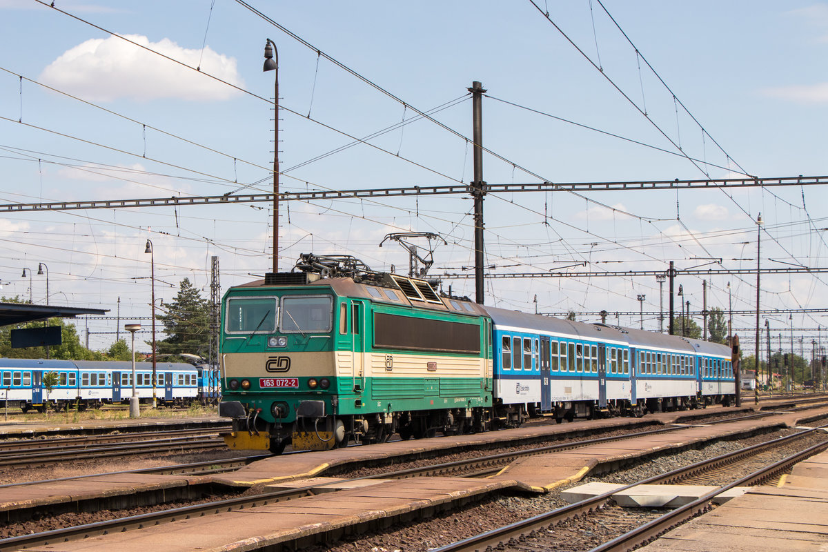 11. Juli 2019 in Nymburk hl.n.: 163 072-2 kommt aus Kolin.  