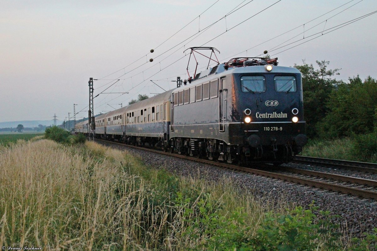 110 278-9 Centralbahn mit einem Sonderzug am späten Abend gegen 21:30 Uhr bei Nörten-Hardenberg 08.06.2018