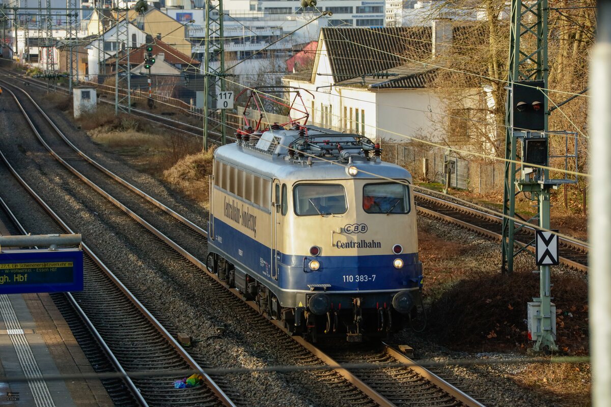 110 383-7 CBB Centralbahn in Wuppertal, Januar 2024.