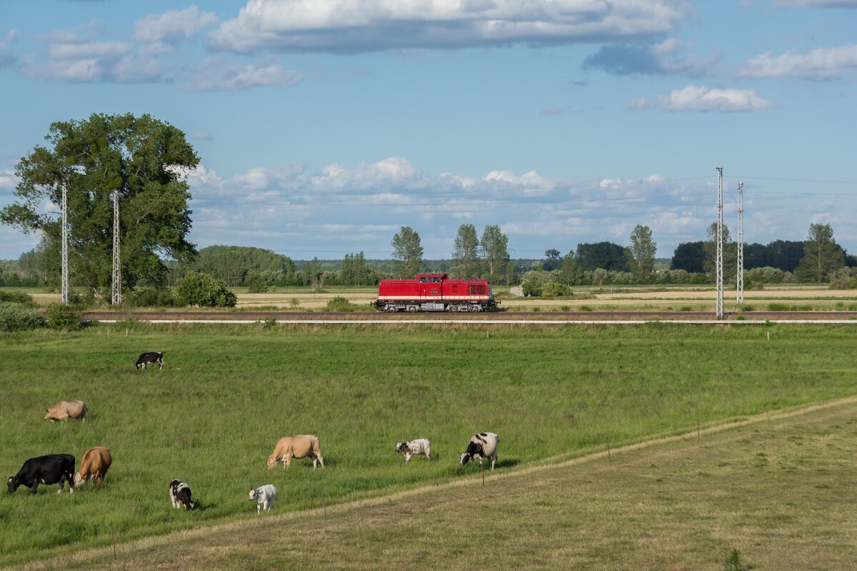 110 722 kam aus Stettin und fährt hier über Pasewalk zurück nach Putbus. 04.07.2019