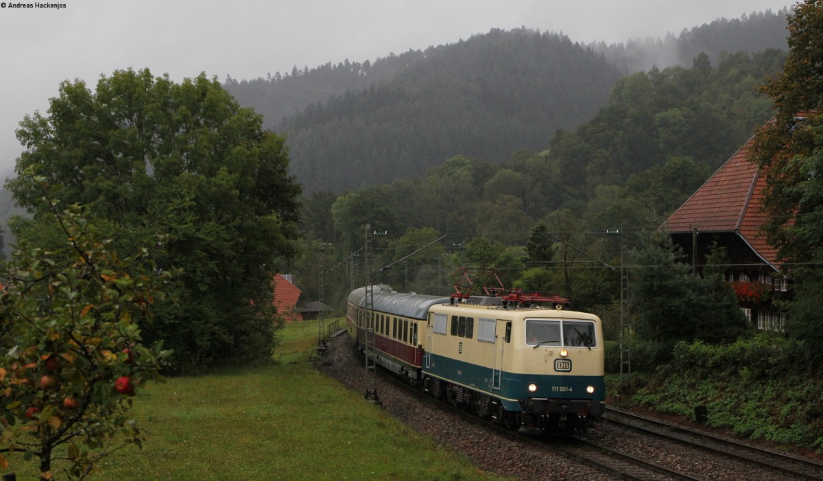 111 001-4 mit dem Lr 91341 (Offenburg-Triberg) bei Gutach 12.9.14