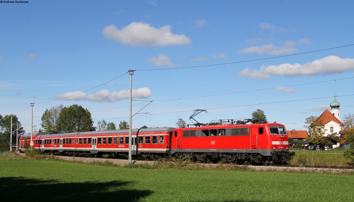 111 019-6 mit der RB 59521 (Mnchen Hbf-Mittenwald) bei Eschenlohe 13.10.13
