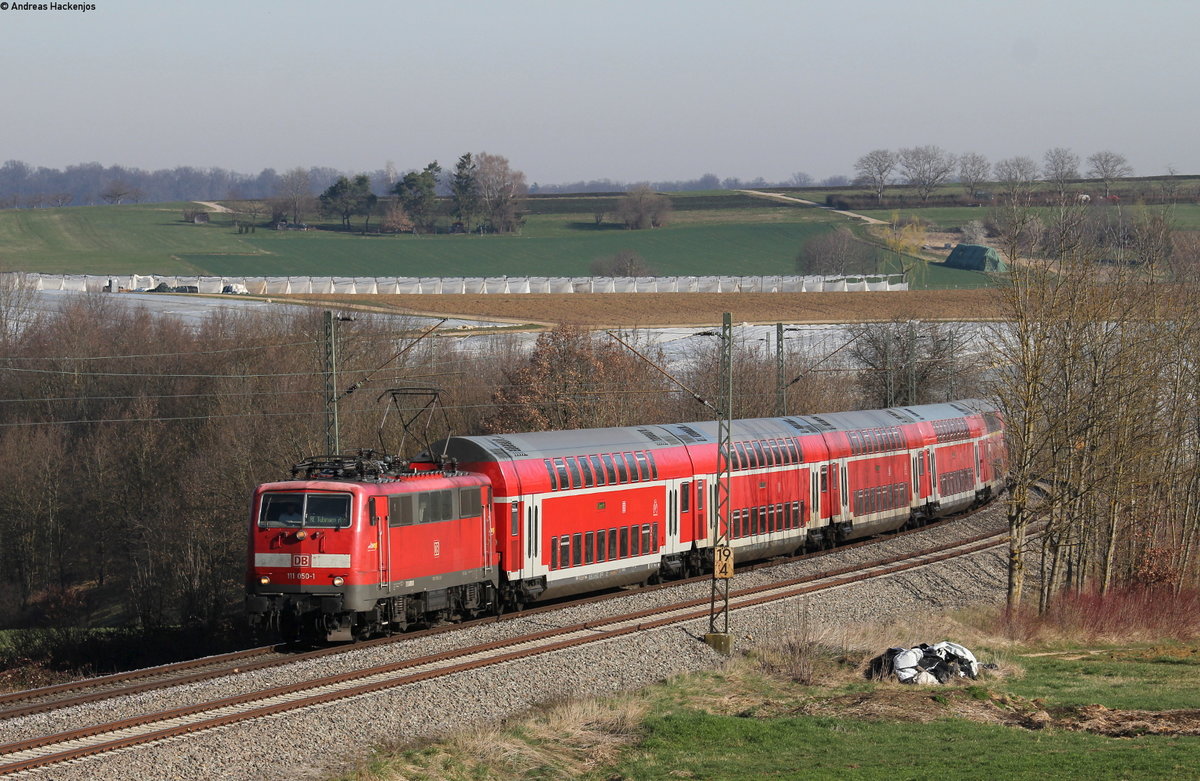 111 050-1 mit dem RE 22015 (Stuttgart Hbf-Tübingen Hbf) bei Großbettlingen 22.3.19
