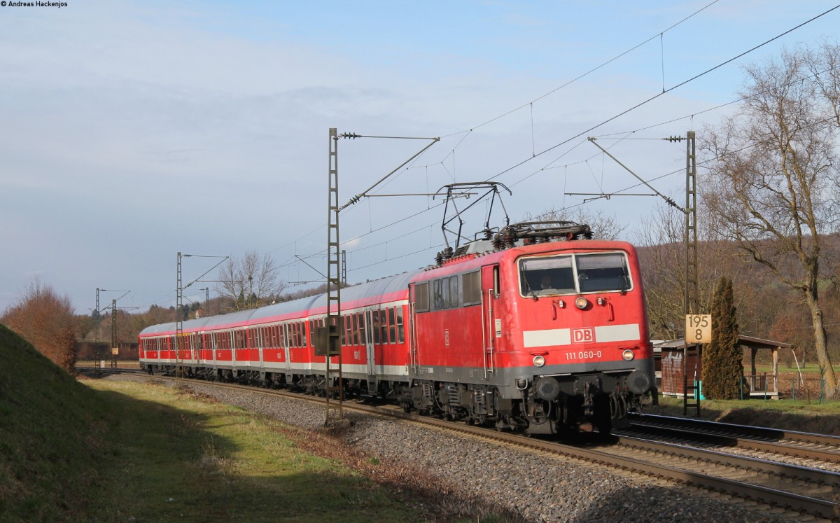 111 060-0 mit der RB 26567 (Offenburg-Neuenburg(Baden)) bei Kolmmarsreute 15.1.14