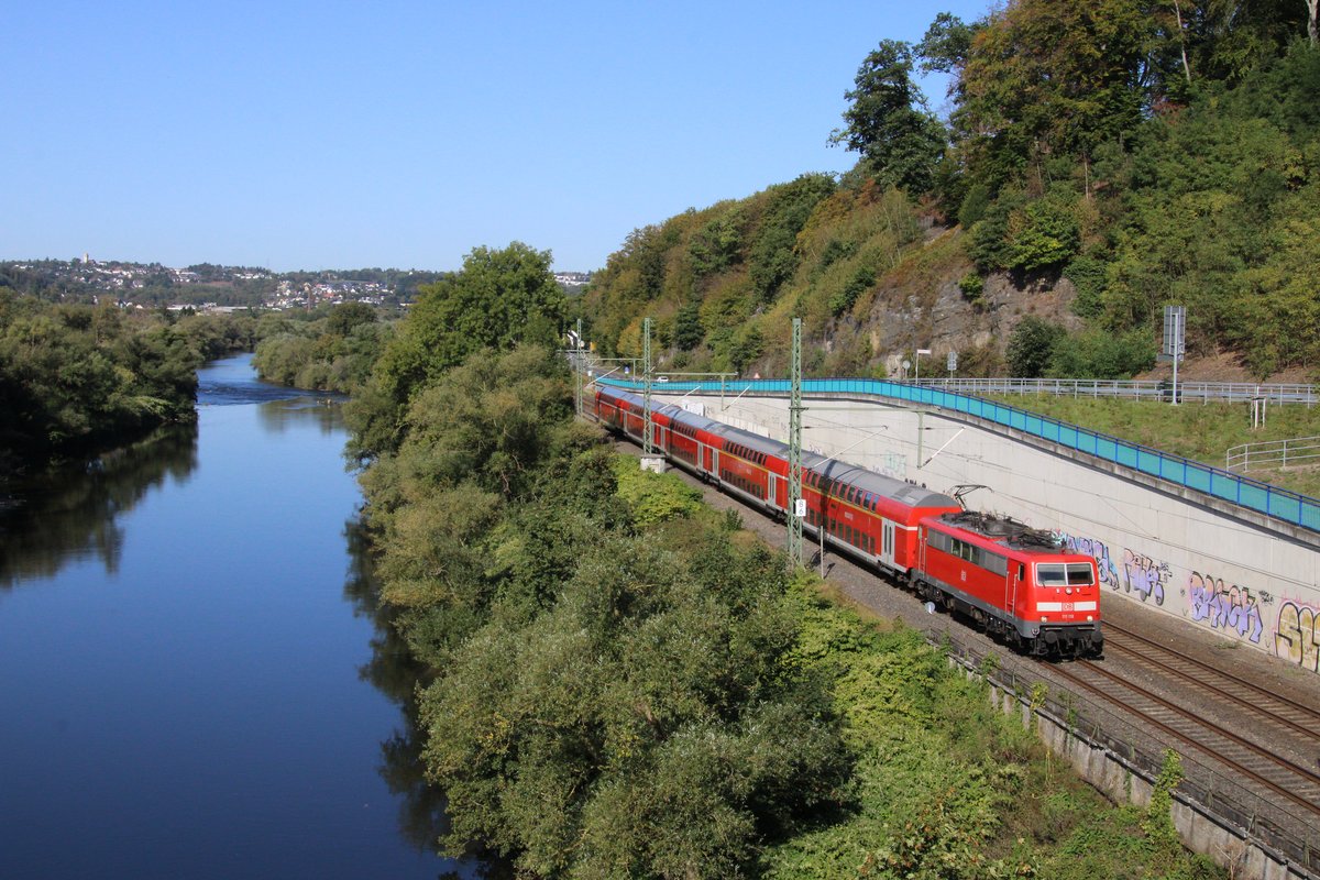 111 118 der Deutschen Bahn AG war am 18. September 2020 mit dem Regionalexpress 10416 von Dortmund Hauptbahnhof nach Aachen Hauptbahnhof unterwegs, hier bei Ennepetal.