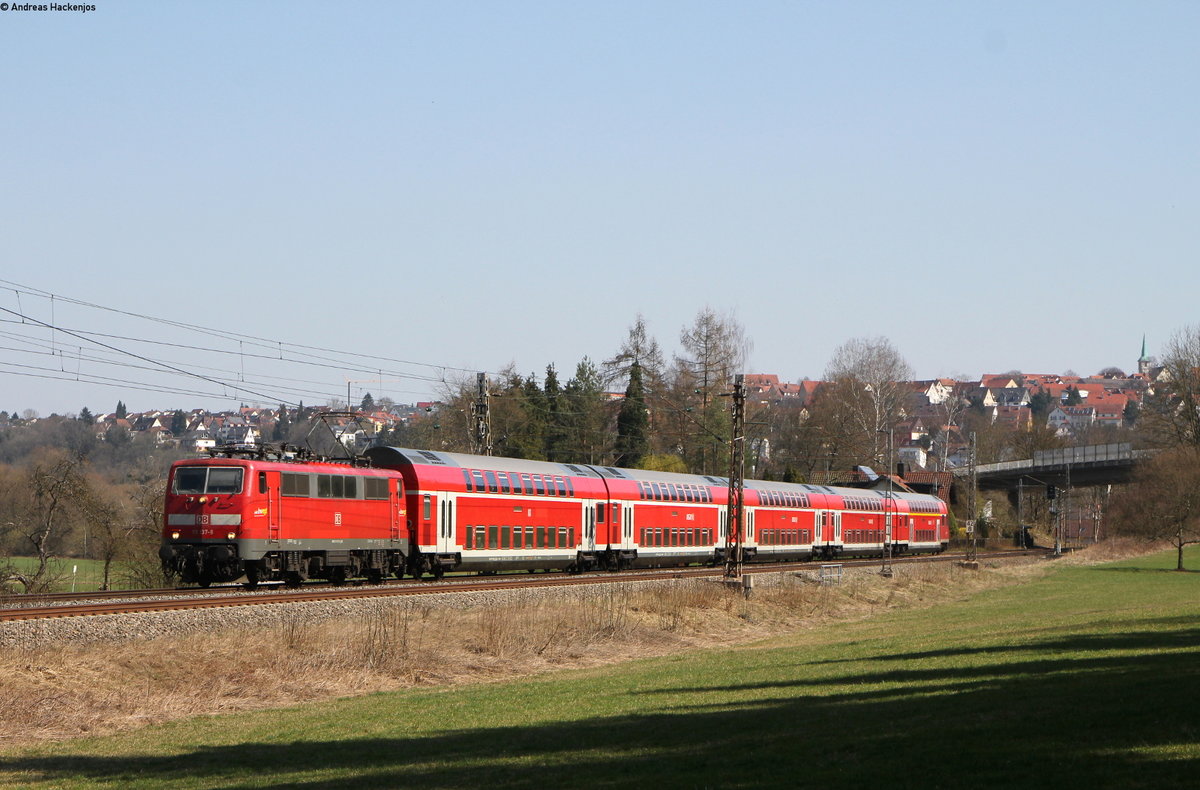111 137-6 mit dem RE 22023 (Esslingen-Tübingen Hbf) bei Kirchentellinsfurt 23.3.19