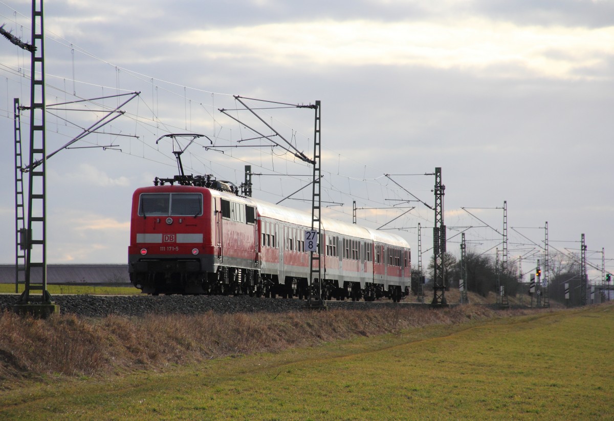 111 171-5 DB Regio bei Reundorf am 04.03.2015.