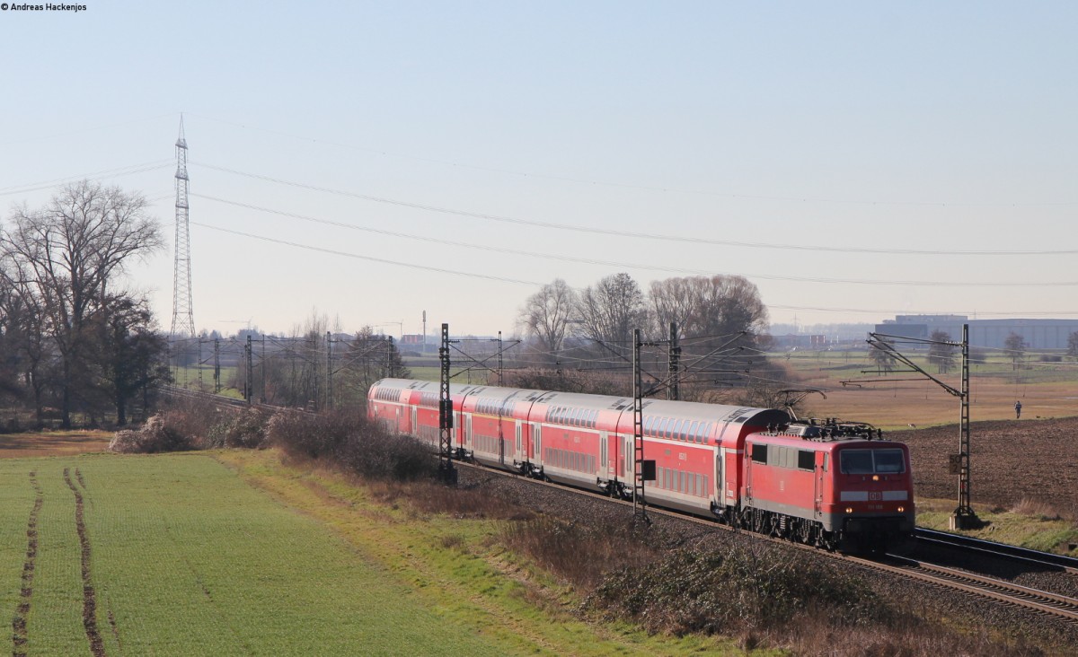 111 188-9 mit dem RE 4560 (Mannheim Hbf-Frankfurt(Main)Hbf)) bei Riedstadt Dornheim 24.2.14