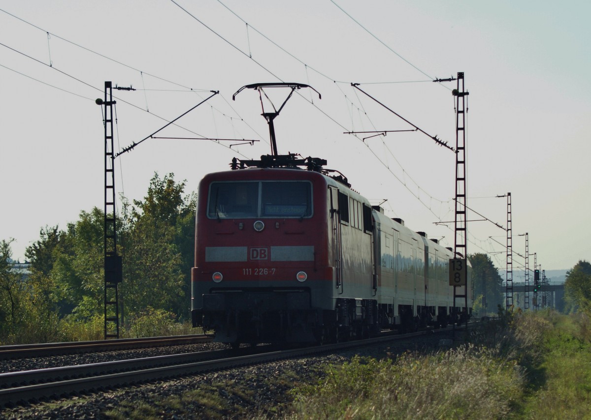 111 226-7 schiebt die RB nach Wrzburg am 02.10.13.