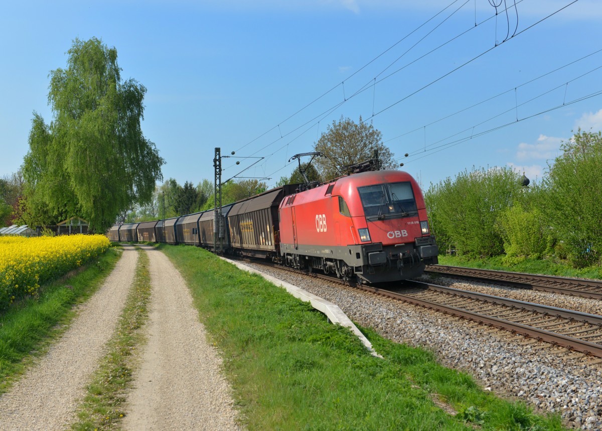 1116 018 mit dem Audizug am 24.04.2014 bei Langenisarhofen. 