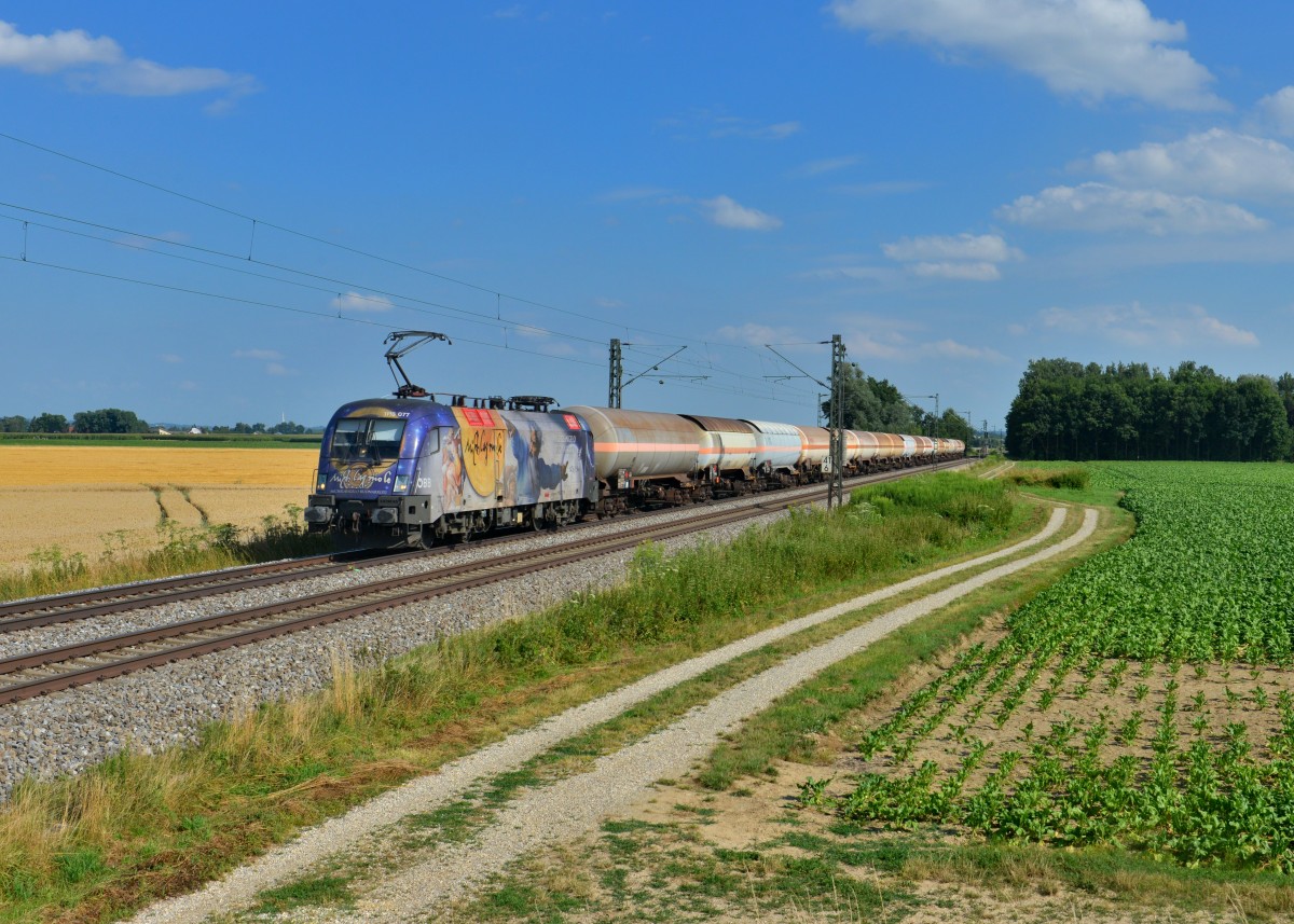 1116 077 mit DGS 47184 am 20.07.2015 bei Langenisarhofen. 